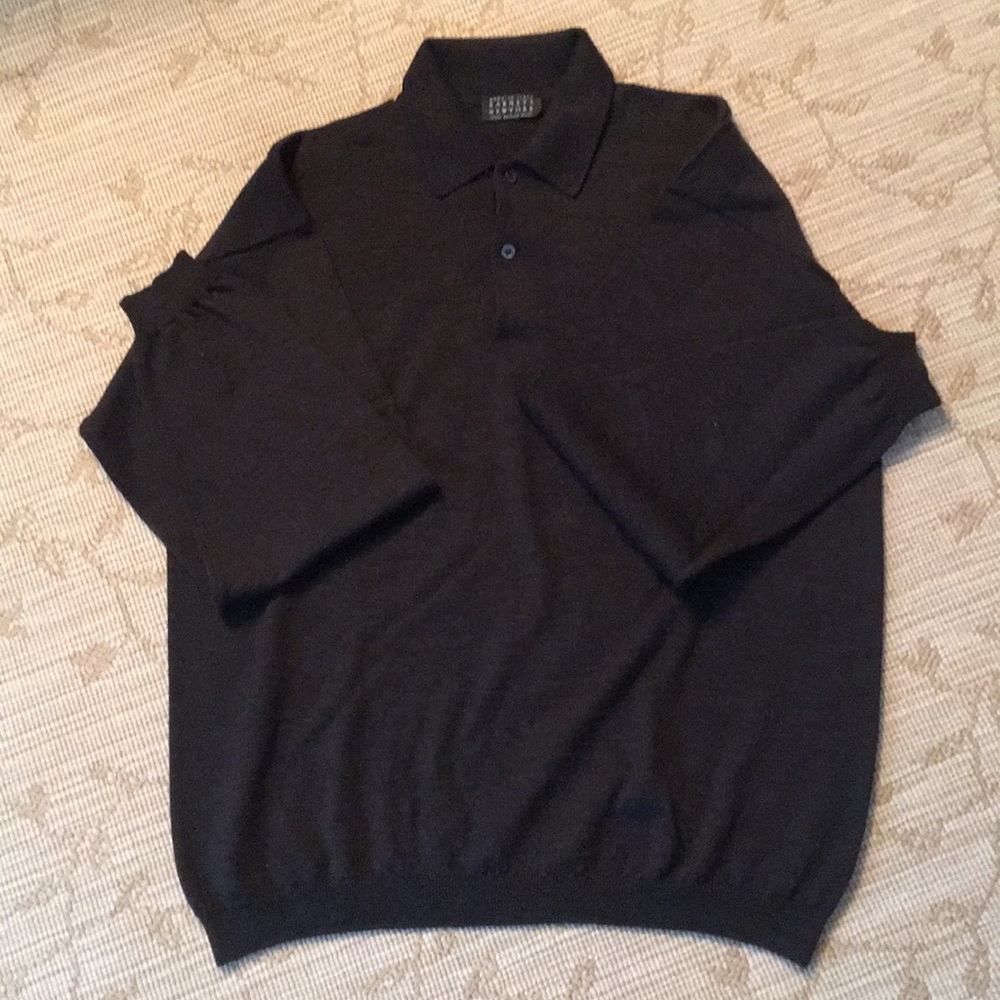 Barneys New York 100% merino dark brown sweater